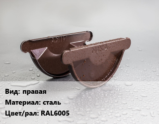 Заглушка желоба правая сталь RAL6005, шт, Grand Line, прямоугольного сечения цена от 149.72 ₼ / шт, где купить, условия доставки в Баку и Бакинская области